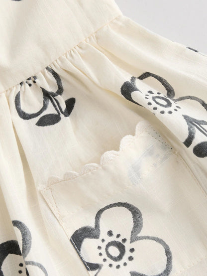 |BabyGirl| Leggings Para Bebês 100% Algodão Com Estampa Floral Preta/Branca (0 meses a 2 anos)