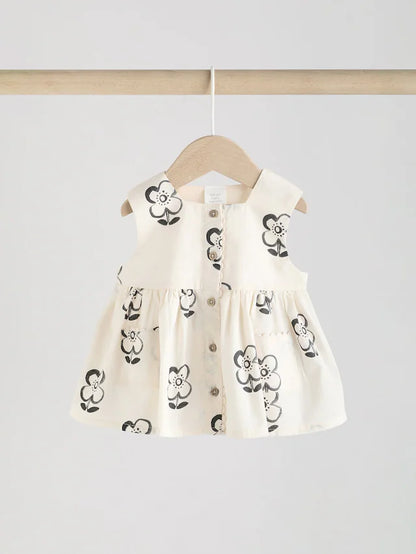 |BabyGirl| Leggings Para Bebês 100% Algodão Com Estampa Floral Preta/Branca (0 meses a 2 anos)