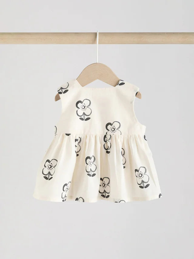 |BabyGirl| Leggings Para Bebês 100% Algodão Com Estampa Floral Preta/Branca (0 meses a 2 anos)