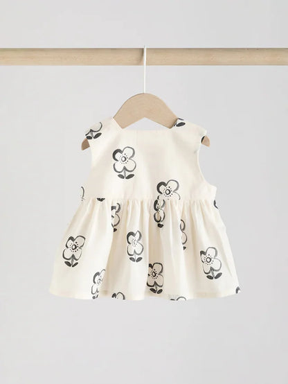 |BabyGirl| Leggings Para Bebês 100% Algodão Com Estampa Floral Preta/Branca (0 meses a 2 anos)