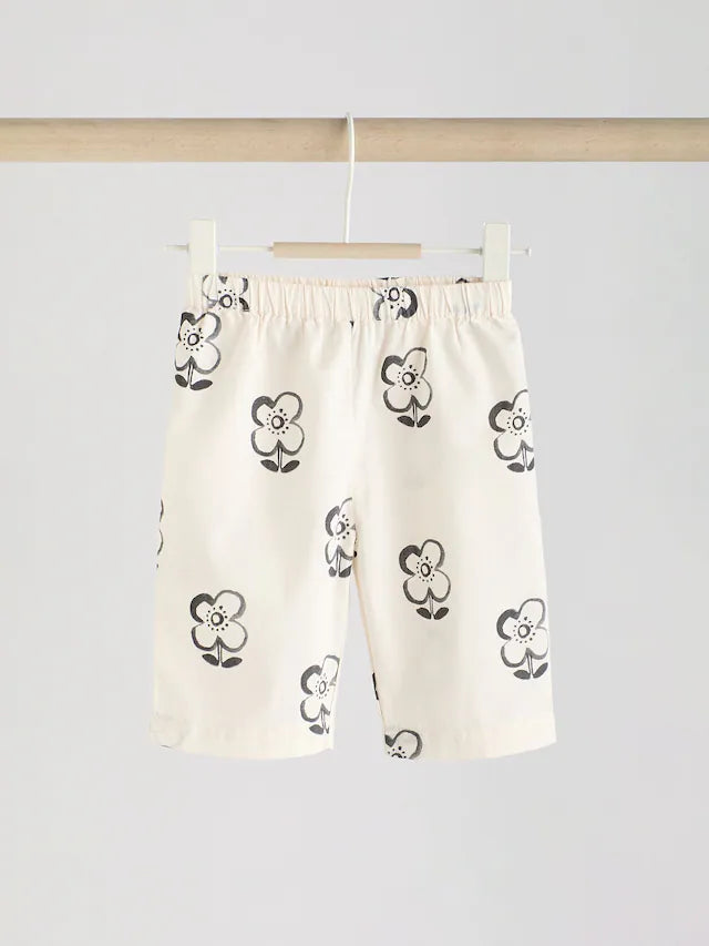 |BabyGirl| Leggings Para Bebês 100% Algodão Com Estampa Floral Preta/Branca (0 meses a 2 anos)