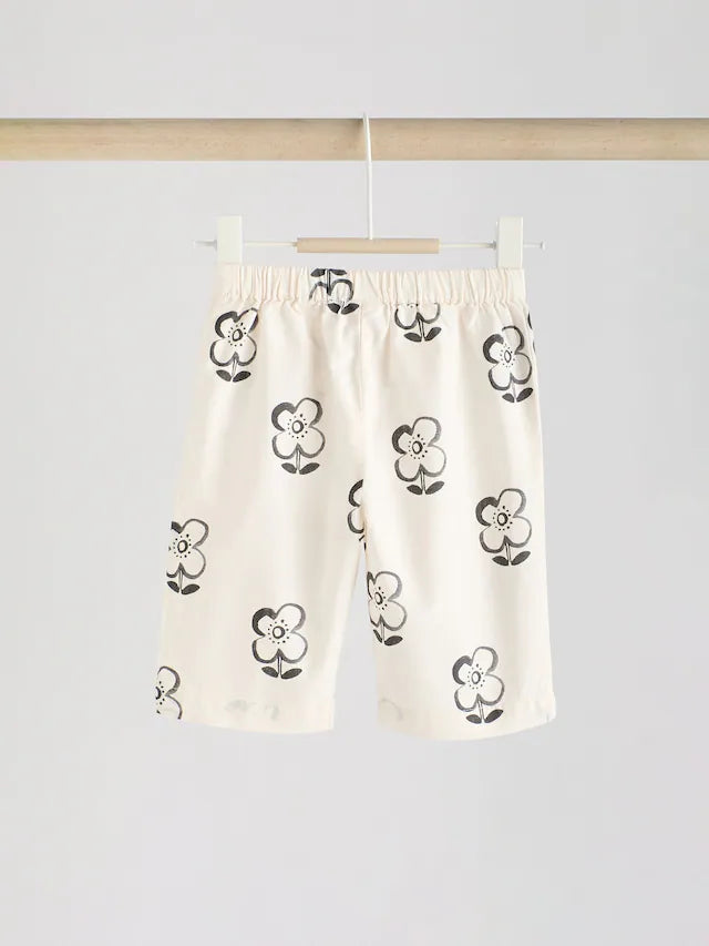 |BabyGirl| Leggings Para Bebês 100% Algodão Com Estampa Floral Preta/Branca (0 meses a 2 anos)