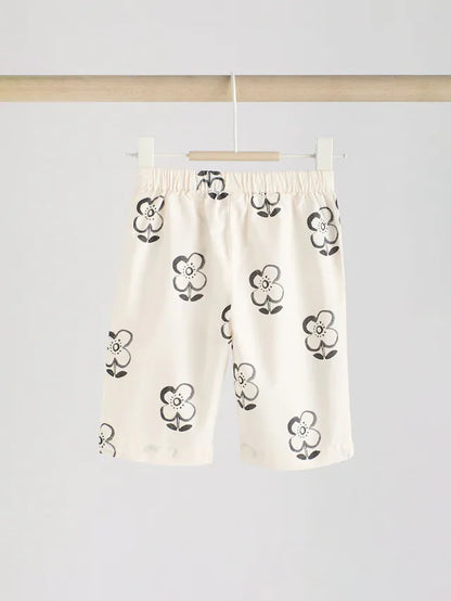 |BabyGirl| Leggings Para Bebês 100% Algodão Com Estampa Floral Preta/Branca (0 meses a 2 anos)