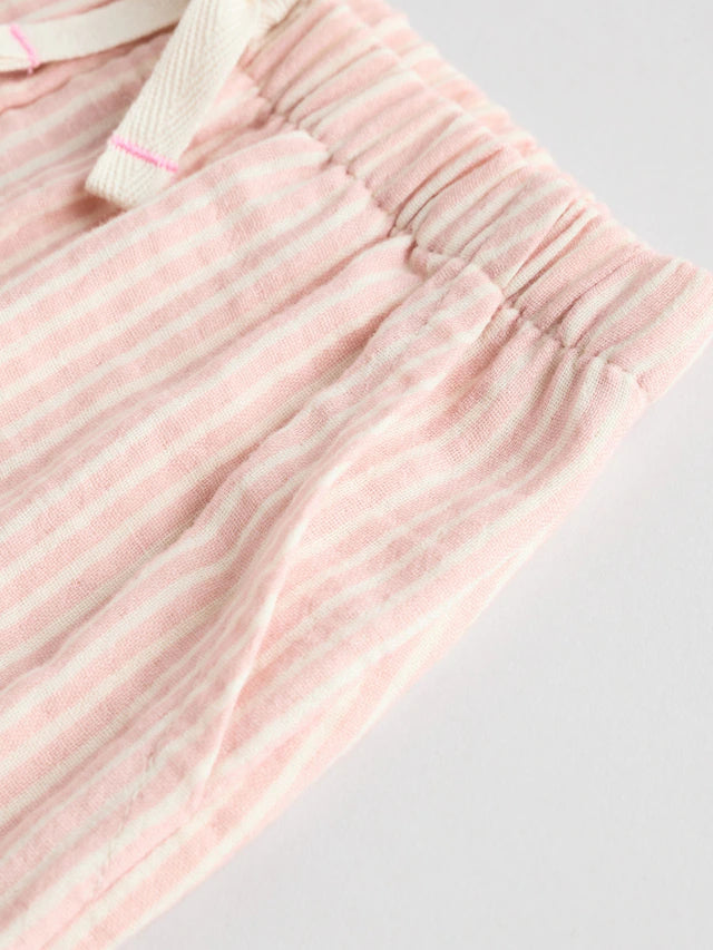 |BabyGirl| Conjunto De 2 Peças De Camiseta e Calça Larga 100% Algodão Listrada De Coelho Branco/Rosa Para Bebê