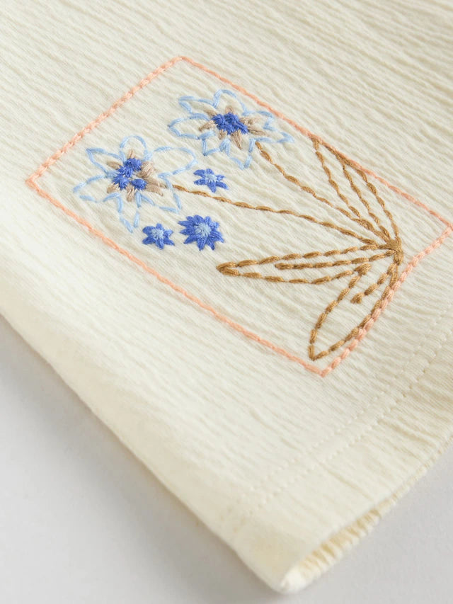 |BabyGirl| Conjunto De 2 Peças De Camiseta e Shorts Com Manga Bufante e Estampa Floral Azul e crua para bebê