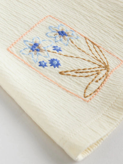 |BabyGirl| Conjunto De 2 Peças De Camiseta e Shorts Com Manga Bufante e Estampa Floral Azul e crua para bebê