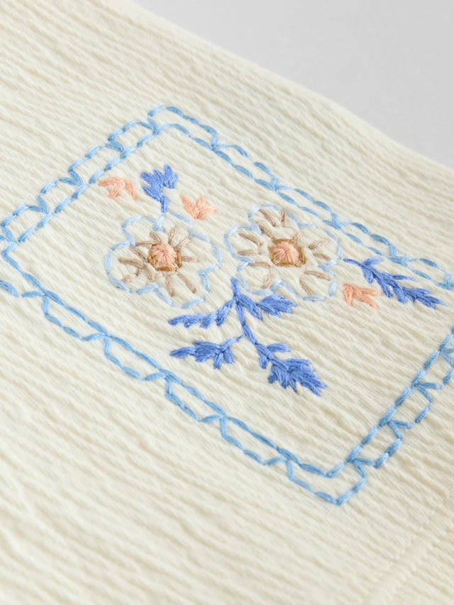 |BabyGirl| Conjunto De 2 Peças De Camiseta e Shorts Com Manga Bufante e Estampa Floral Azul e crua para bebê