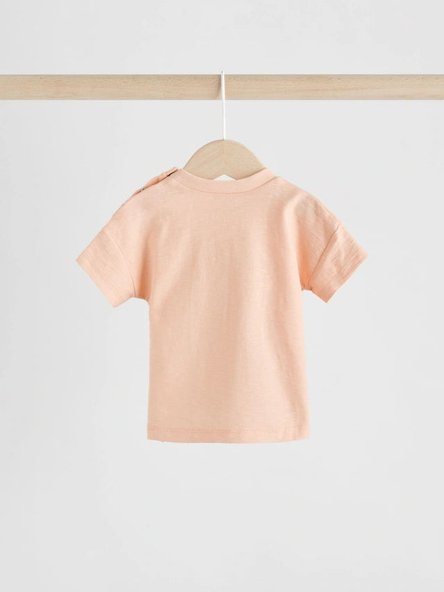 |BabyBoy| Conjunto De Blusa e Calça De Manga Curta Coral/Laranja/Rosa Para Bebê