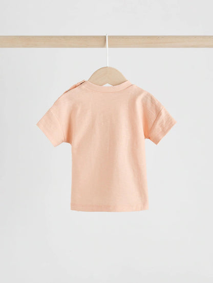 |BabyBoy| Conjunto De Blusa e Calça De Manga Curta Coral/Laranja/Rosa Para Bebê