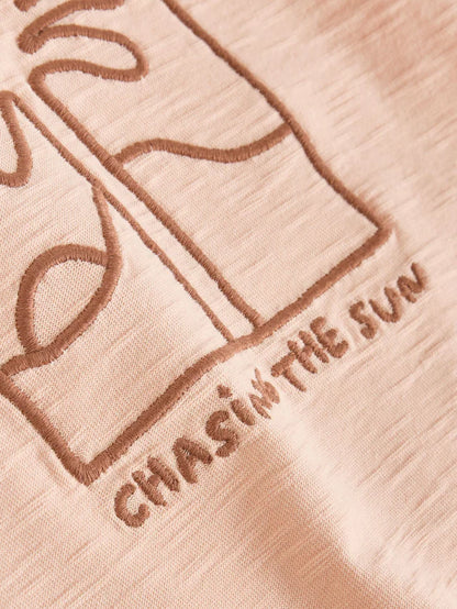 |BabyBoy| Conjunto De Blusa e Calça De Manga Curta Coral/Laranja/Rosa Para Bebê