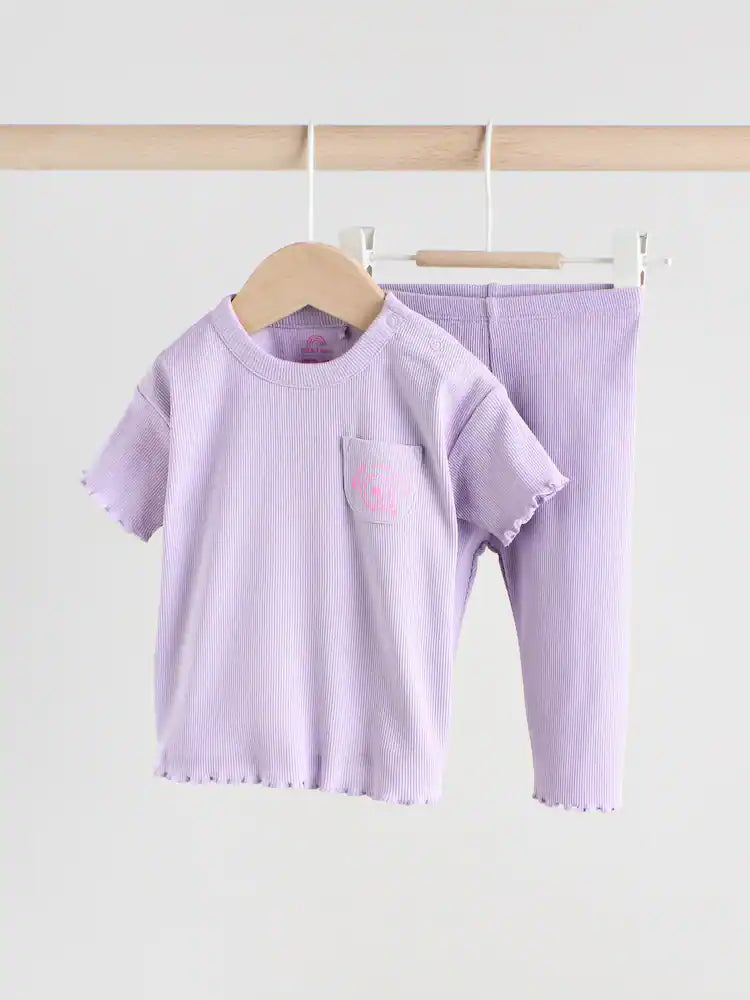 |BabyGirl| Blusa e Leggings Lilás Roxo Para Bebê Manga Curta
