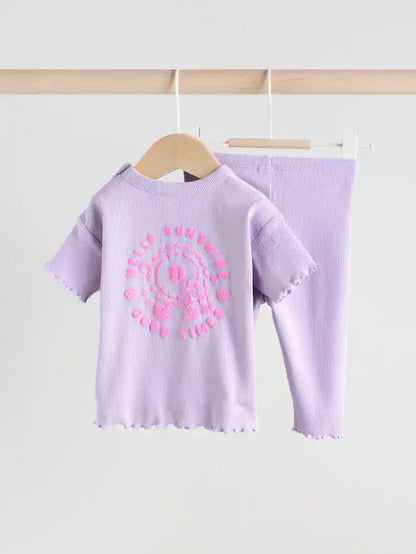 |BabyGirl| Blusa e Leggings Lilás Roxo Para Bebê Manga Curta