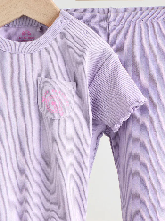 |BabyGirl| Blusa e Leggings Lilás Roxo Para Bebê Manga Curta