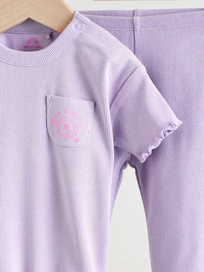 |BabyGirl| Blusa e Leggings Lilás Roxo Para Bebê Manga Curta