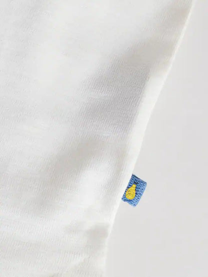 |BabyGirl| Conjunto De 2 Peças De Blusa e Leggings De Manga Curta Para Bebê, Branco/Azul/Amarelo