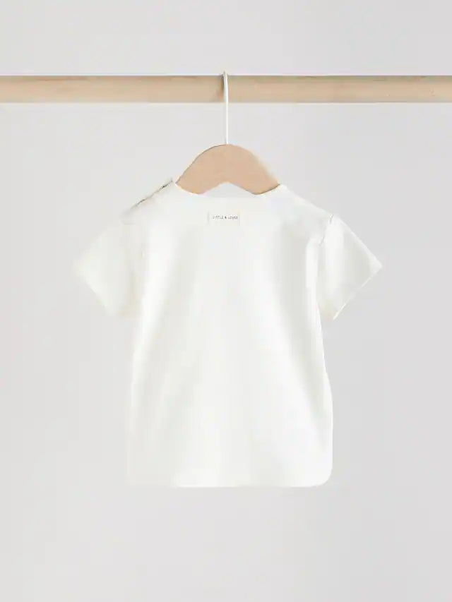 |BabyGirl| Conjunto De 2 Peças De Blusa e Leggings De Manga Curta Para Bebê, Branco/Azul/Amarelo