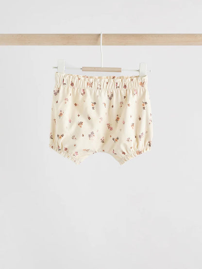 |BabyGirl| Conjunto De 2 Peças De Blusa e Shorts De Manga Curta Cru Para Bebê