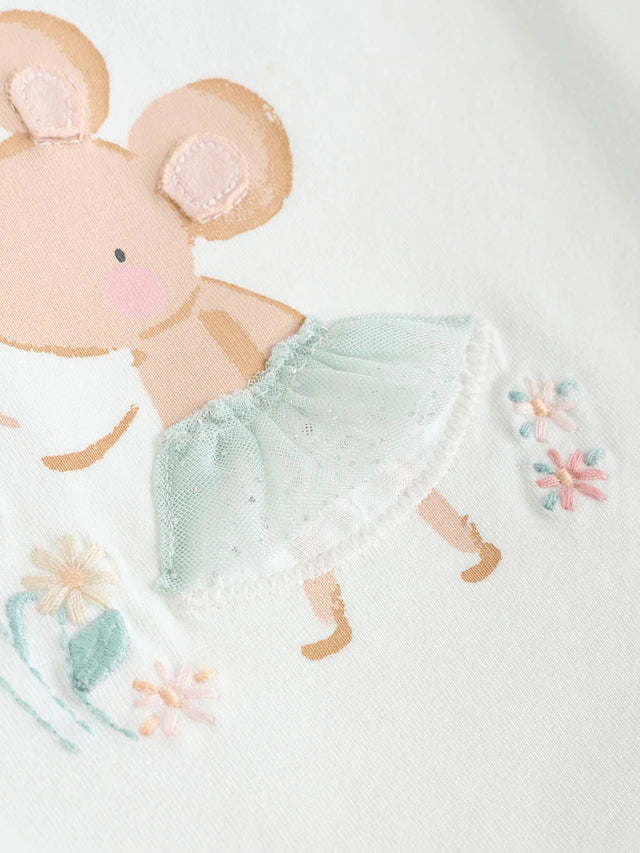 |BabyGirl| Conjunto De 2 Peças De Blusa e Shorts De Manga Curta Cru Para Bebê