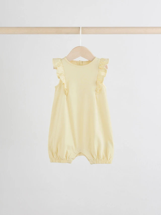 |BabyGirl| Pacote Com 4 Macacões De Bebê Com Estampa Floral Azul e Branca