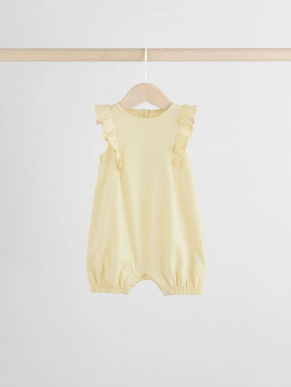 |BabyGirl| Pacote Com 4 Macacões De Bebê Com Estampa Floral Azul e Branca