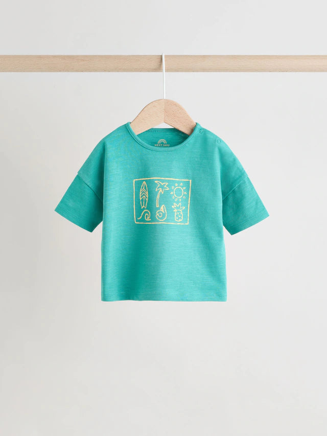 |BabyBoy| Conjunto De Camiseta e Shorts Verde/Amarelo Para Bebê