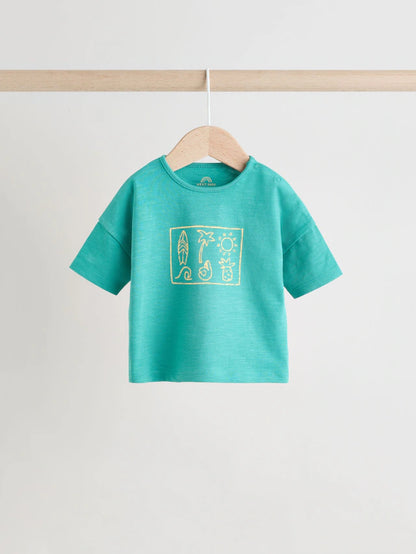 |BabyBoy| Conjunto De Camiseta e Shorts Verde/Amarelo Para Bebê