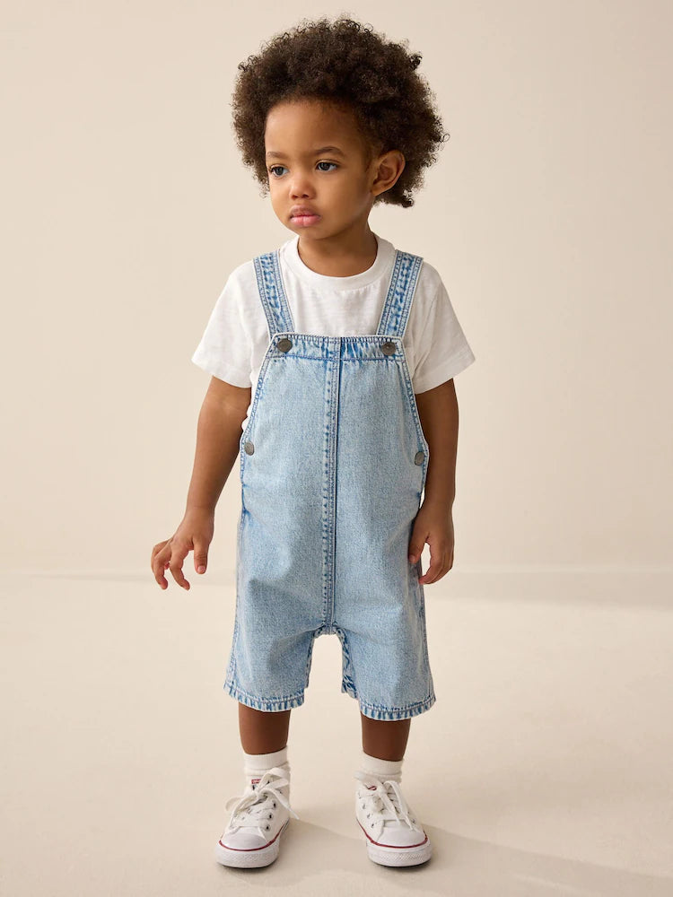 |Boy| Macacão Jeans Azul Claro Folgado (3 meses a 7 anos)