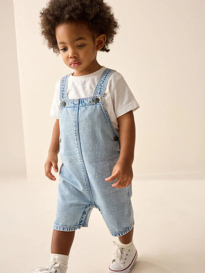 |Boy| Macacão Jeans Azul Claro Folgado (3 meses a 7 anos)