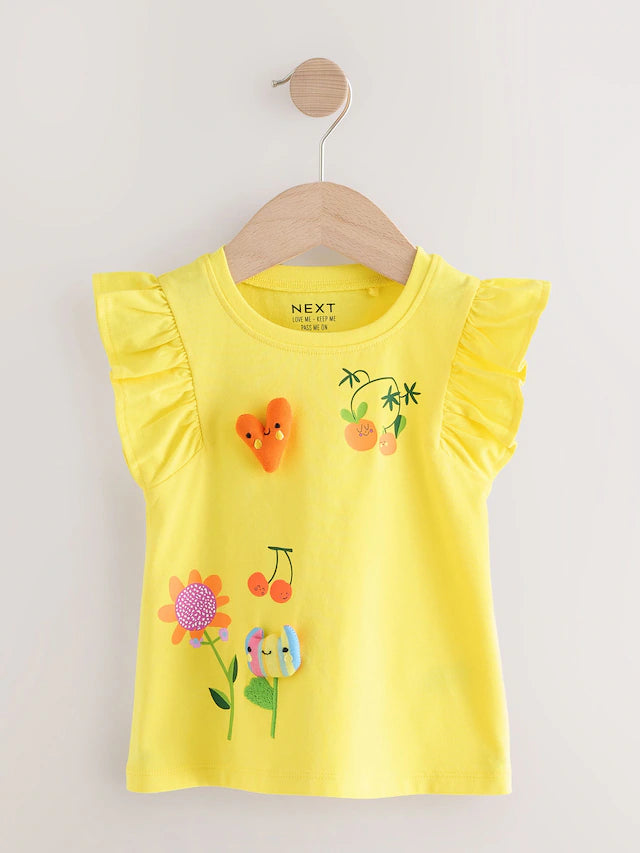 |Girl| Pacote Com 4 Tops Com Estampa De Flores Vermelhas (3 meses a 7 anos)