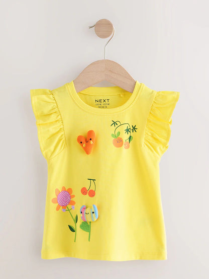 |Girl| Pacote Com 4 Tops Com Estampa De Flores Vermelhas (3 meses a 7 anos)