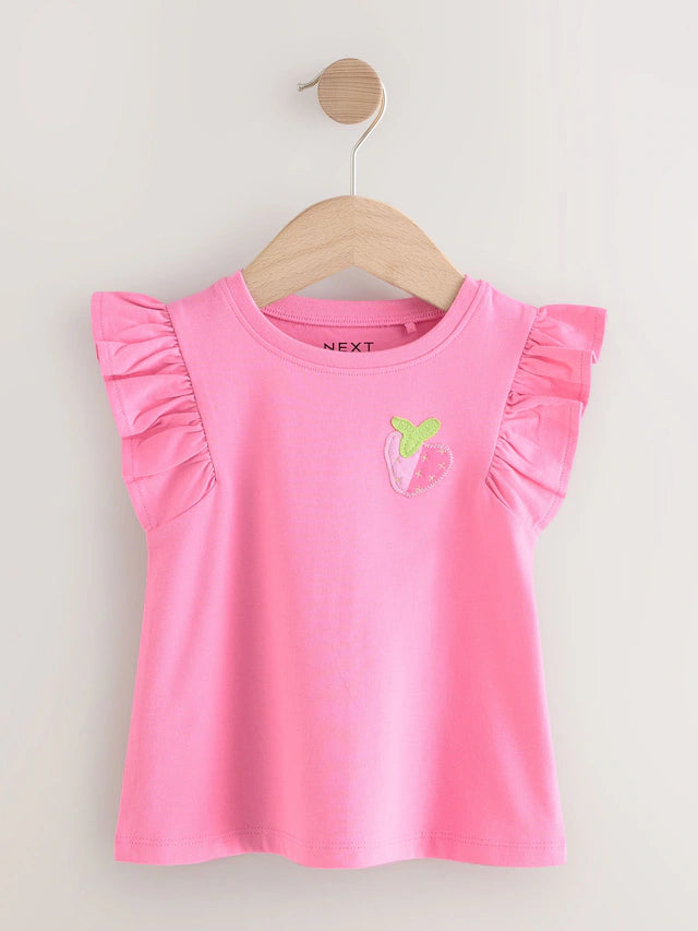 |Girl| Pacote Com 4 Tops Com Estampa De Flores Vermelhas (3 meses a 7 anos)