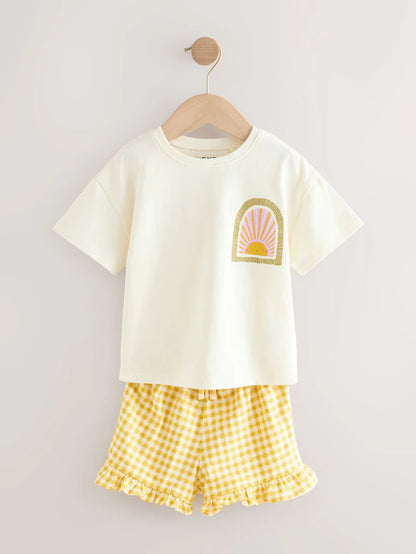 |Girl| Conjunto De Blusa e Shorts Lilás Roxo, Pacote Com 3 (3 meses a 7 anos)