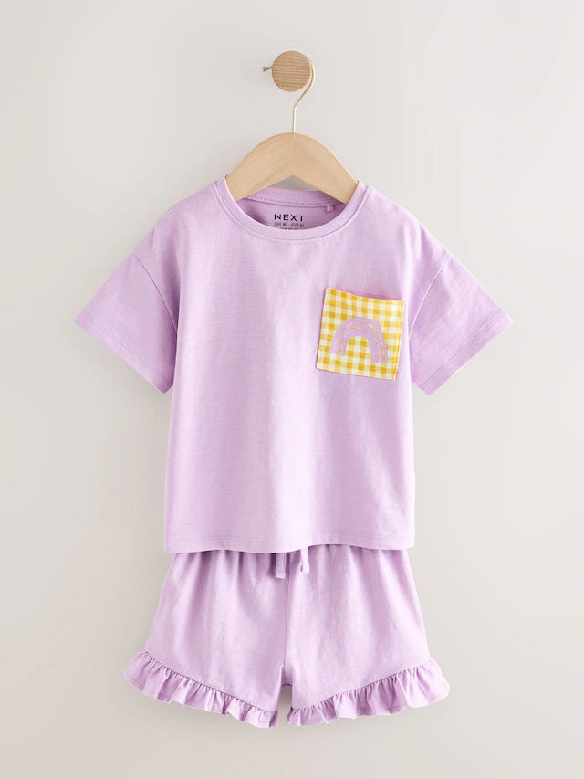 |Girl| Conjunto De Blusa e Shorts Lilás Roxo, Pacote Com 3 (3 meses a 7 anos)