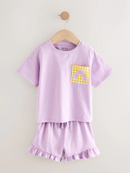 |Girl| Conjunto De Blusa e Shorts Lilás Roxo, Pacote Com 3 (3 meses a 7 anos)