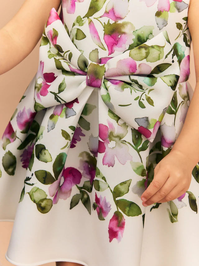 |Girl| Vestido De Festa Floral Sem Mangas Branco cru (3 meses a 7 anos)