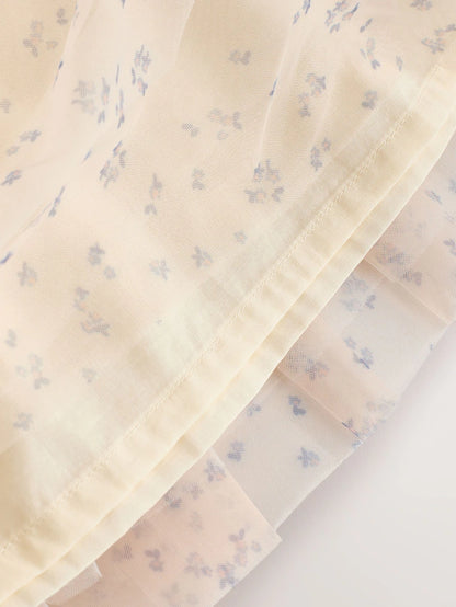 |Girl| Vestido De Festa Em Malha Canelada Com Manga Curta e Personagem Coelho Cru (3 meses a 7 anos)