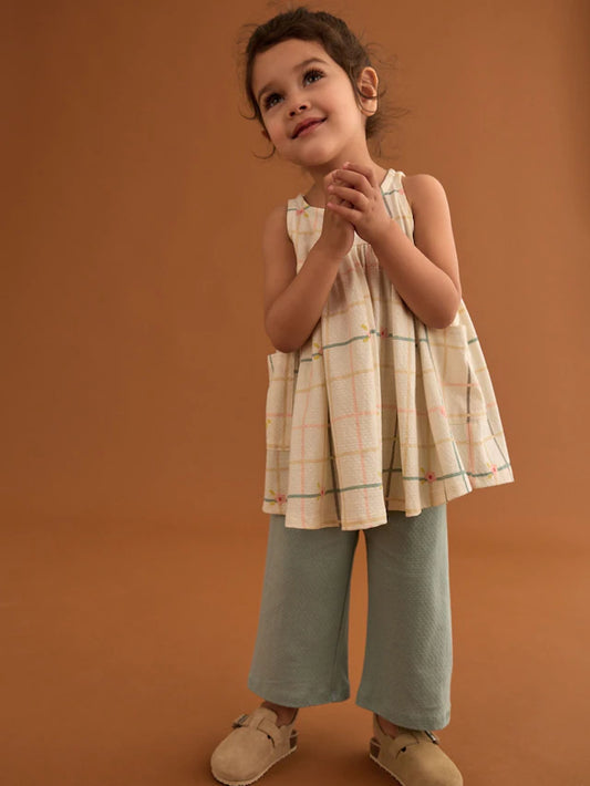 |Girl| Conjunto De Vestido e Calça Laranja/Rosa (3 meses a 7 anos)