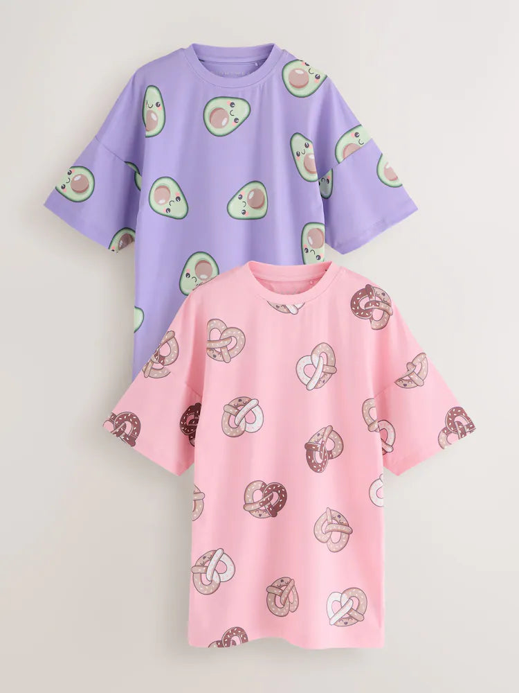 |BigGirl| Pacote Com 2 Camisolas Com Estampa De Abacate Rosa/Roxa (3-16 anos)