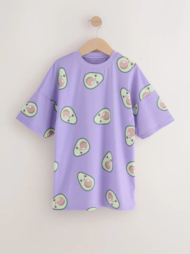 |BigGirl| Pacote Com 2 Camisolas Com Estampa De Abacate Rosa/Roxa (3-16 anos)