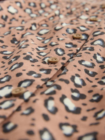 |Girl| Animal 100% Algodão Manga Comprida Vestido Com Botões (3 meses a 8 anos)