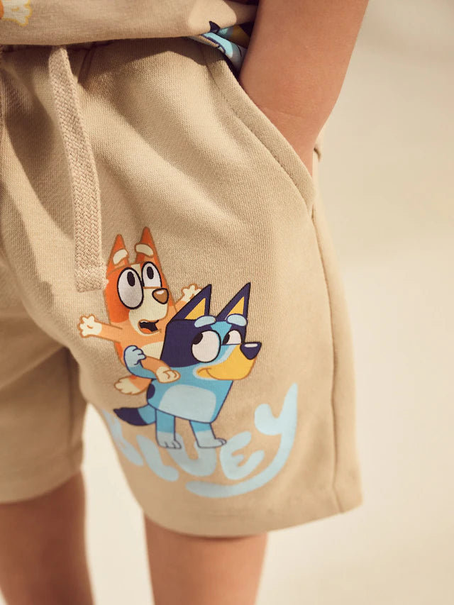 |Boy| Conjunto De Camiseta e Shorts Estampados Em Azul Neutro (3 meses a 8 anos)