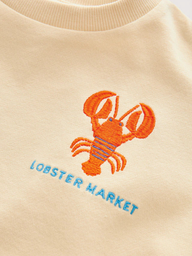 |Boy| Conjunto De Moletom e Shorts 100% Algodão Com Estampa De Lagosta Amarela/Azul (3 meses a 7 anos)