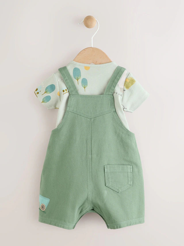 |BabyBoy| Conjunto De Macacão e Macacão Infantil Green Farm (0 meses a 2 anos)