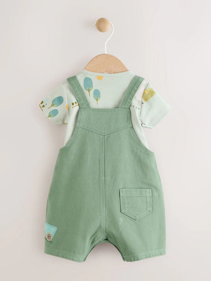 |BabyBoy| Conjunto De Macacão e Macacão Infantil Green Farm (0 meses a 2 anos)