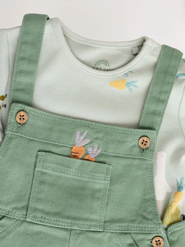 |BabyBoy| Conjunto De Macacão e Macacão Infantil Green Farm (0 meses a 2 anos)