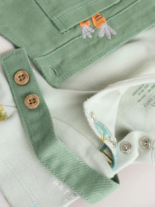 |BabyBoy| Conjunto De Macacão e Macacão Infantil Green Farm (0 meses a 2 anos)