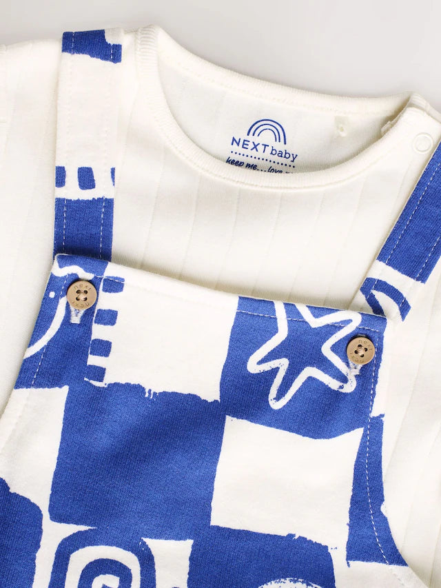 |BabyBoy| Conjunto De Macacão e Macacão Xadrez Azul 100% Algodão Para Bebê (0 meses)