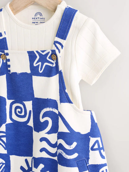 |BabyBoy| Conjunto De Macacão e Macacão Xadrez Azul 100% Algodão Para Bebê (0 meses)