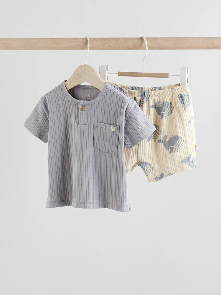 |BabyBoy| Conjunto De Camiseta e Shorts Blue Whale Baby