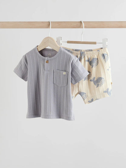 |BabyBoy| Conjunto De Camiseta e Shorts Blue Whale Baby